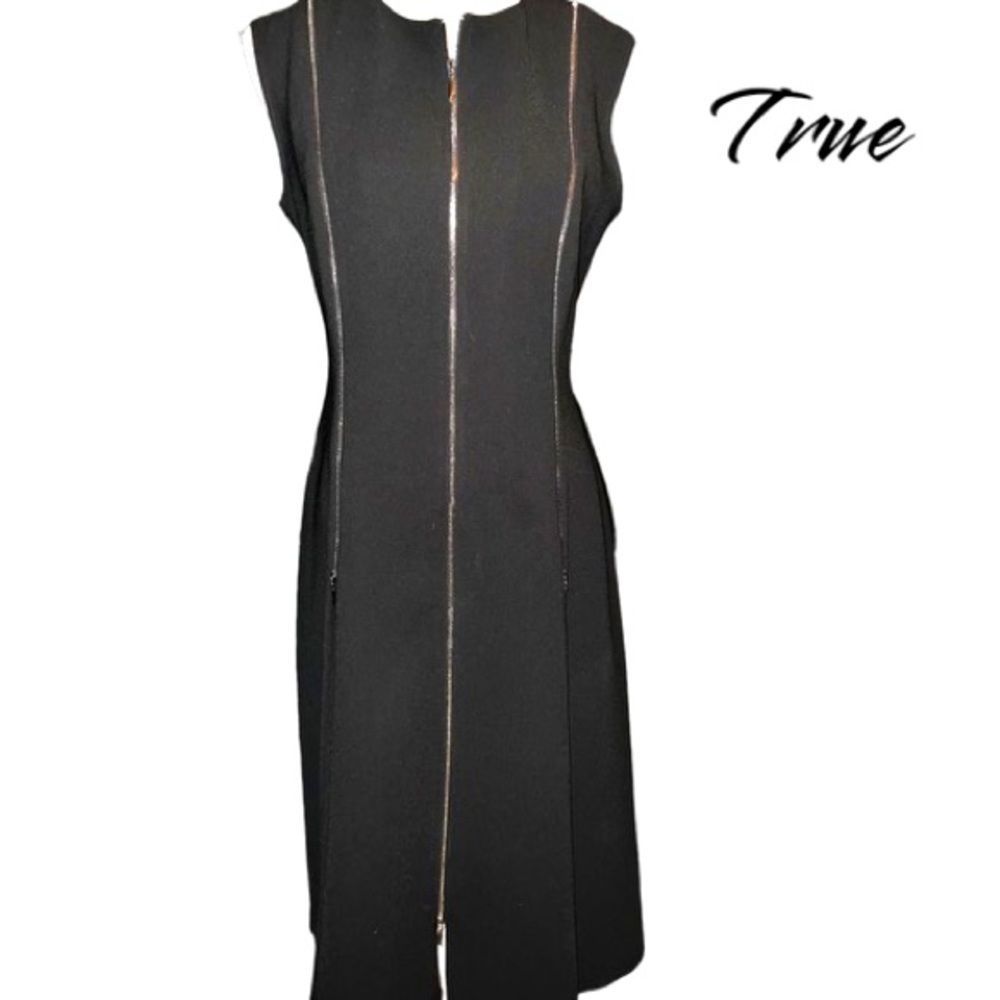 Sleeveless Zipper Detail Sheath Dress Size 10